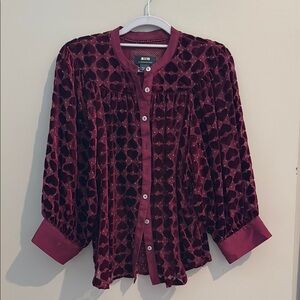 Maeve Burgundy Button Down Heart Shirt